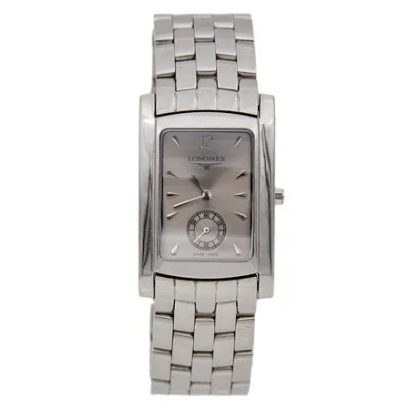 Teräsrannekello, Longines DolceVita, quartz, rungon mitat 26x39mm, ref. L5.166.4, rannekeen pituus 140mm, rungossa ja rannekeessa normaaleja käytön jälkiä