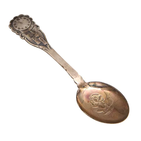 Kummilusikka, pituus 140mm, kaiverrettu, käytön jälkiä, 830, Paino: 28,6 g