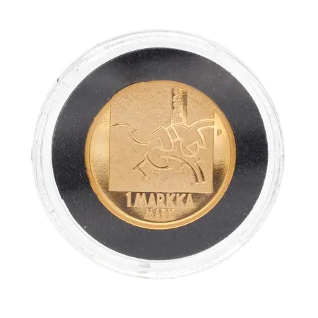 Kultaraha, Suomi 2001, Kultamarkka 2001, nimellisarvo 1 markka, 750, Paino: 8,6 g