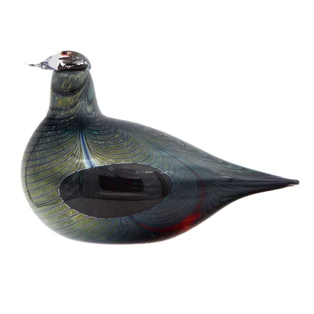 Lasilintu, Fasaani, lohkeama pyrstössä, signeeraus O.Toikka Nuutajärvi, pituus 23,5cm