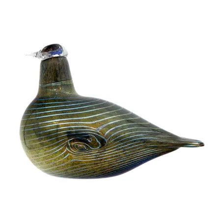 Lasilintu, Alli, lohkeama pyrstössä, signeeraus O.Toikka Nuutajärvi, pituus 23,5cm