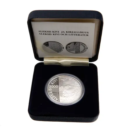 Juhlaraha, Aleksis Kivi ja Kirjallisuus, nimellisarvo 100mk, 2000, 925, Paino: 22 g