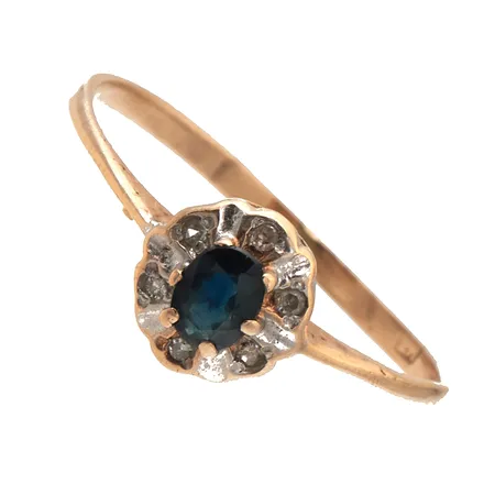 Diana-kivisormus timanteilla 6xn.0.005ct, koko 16½, 585br, Paino: 1 g