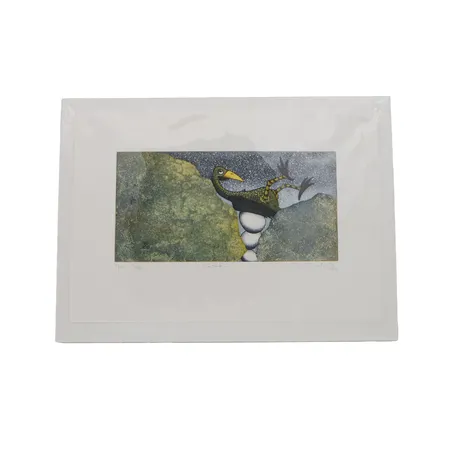 Grafiikka "Kätkö", Susanna Suikari, vuodelta 2016, mitat 23,5 cm x 34cm