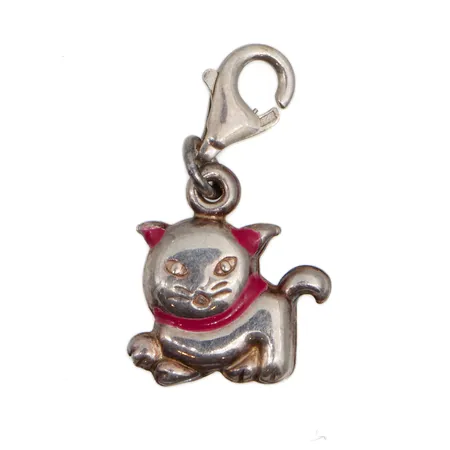 Riipus, Kissa, emaloitu, korkeus 20mm, 925br, Paino: 1,2 g
