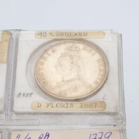 Hopearaha, florin, Englanti 1887, 925, Paino: 11,3 g