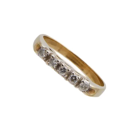Timanttisormus 5xn.0.04ct, koko 17½, 750 kelta- ja valkokulta, Paino: 2,9 g