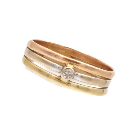 Timanttisormus 1xn.0.04ct, koko 19½, 585, Paino: 3,8 g