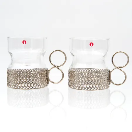 Kaksi glögilasia, Iittala, Tsaikka, design Timo Sarpaneva, korkeus, 23cl, kirkas Paino: 0 g