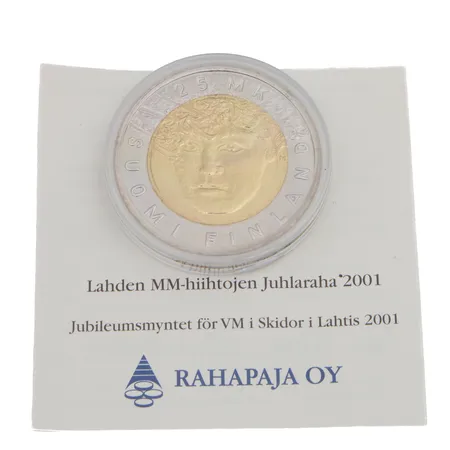 Juhlaraha Hiihdon MM Lahti 2001, nimellisarvo 25 markkaa, CuNi / Alumiinipronssi