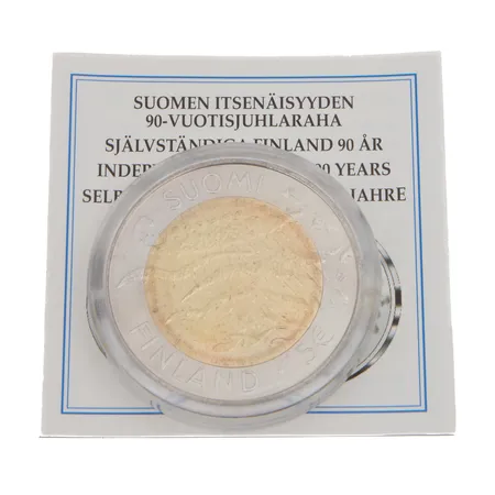 Juhlaraha, Suomen Itsenäisyyden 90- vuotisjuhlaraha, nimellisarvo 5 euroa, Suomi 2007, Cu/Ni