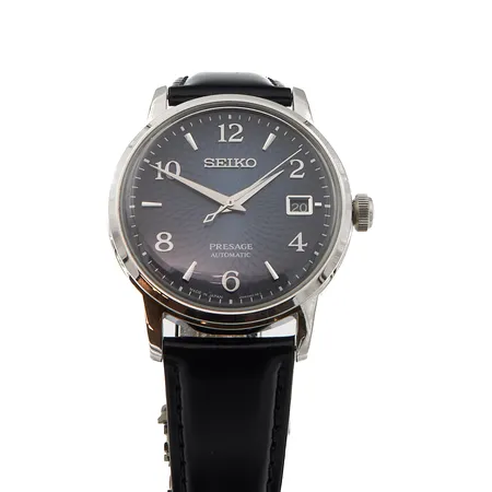 Teräsrannekello Seiko Presage, automaatti, ref: 4R35-04A0 , rungon Ø38.5mm, nahkarannekkeen pituus 155-205mm, laatikko ja paperit,