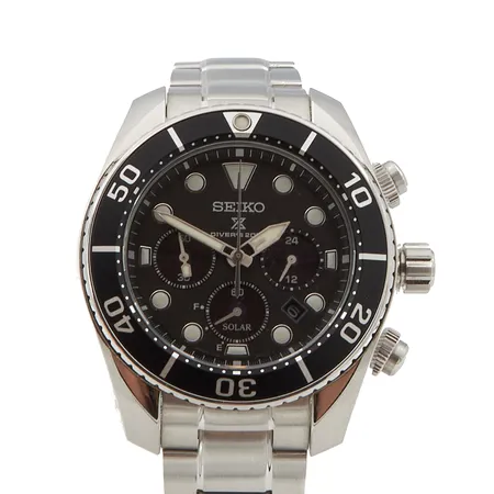 Teräsrannekello Seiko Prospex Dolar Diver SS, quartz, ref: SSC757J1 , rungon Ø44.5mm, teräsrannekkeen pituus 200mm, jatkopalat, laatikko