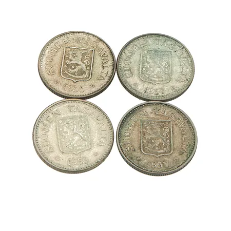 Neljä hopearahaa, 200 markkaa, vuodet 1956-1957, 500, Paino: 33,3 g