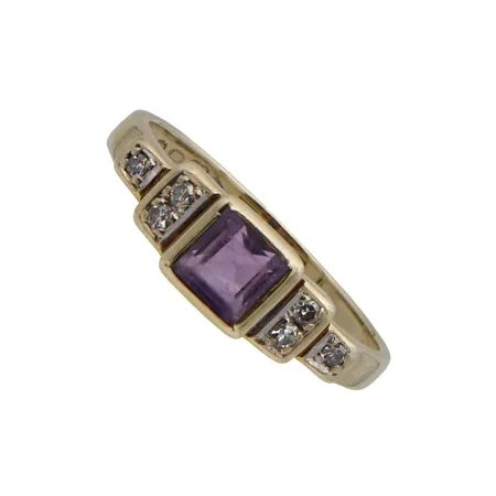 Kivisormus timanteilla 6xn.0.01ct, kivessä kulumaa, koko 16, 585br, Paino: 2 g
