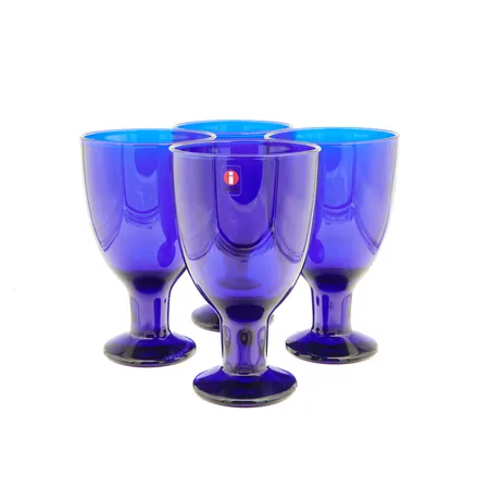 Neljä juomalasia, Verna, Iittala, 22cl, koboltinsininen