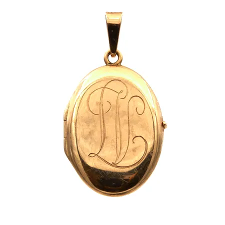 Medaljonki, kaiverrettu, korkeus 34mm, 585br, Paino: 3,7 g