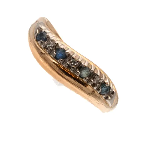 Kivisormus timanteilla 3xn.0.005ct, rungossa vääntymää, koko 17, leveys 1-5mm, 585br,  Paino: 1,7 g