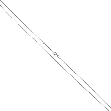 Panssarikaulaketju, pituus 48-50cm, leveys 1mm, 585 valkokulta, Paino: 1,4 g