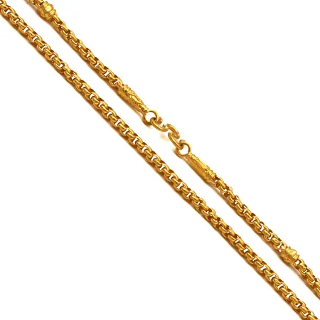Kaulaketju, pituus 60cm, leveys 3mm, pieniä käytön jälkeä, 965,  Paino: 15,2 g