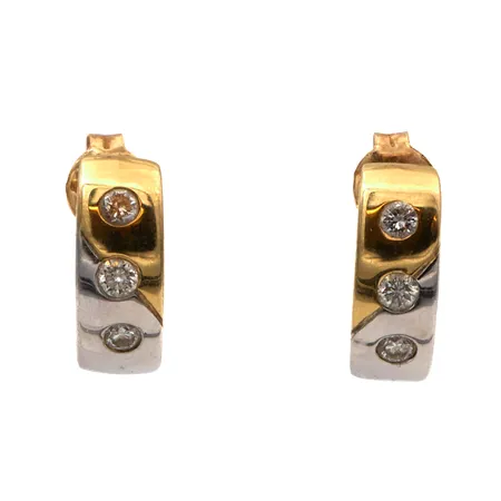 Timanttikorvakorut 6xn.0.03ct, korkeus 11mm, 585 kelta- ja valkokulta,  Paino: 2,2 g