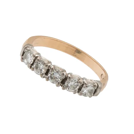 Timanttisormus 5xn 0.15ct, koko 18¾, 585 valko- ja keltakulta,  Paino: 3,5 g