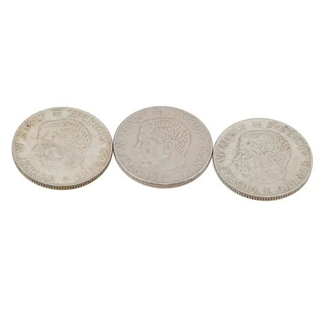 Kolme hopearahaa, Ruotsi, 1 kronor, Gustaf VI Adolf, vuodet 1957-1968, 400, Paino: 21,1 g