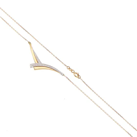 Timanttikaulakoru 14xn.0.005ct, pituus 43cm, 585br kelta- ja valkokulta, Paino: 3,2 g