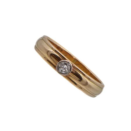 Timanttisormus 1xn.0.10ct, kaiverrettu, koko 17¾, 585, Paino: 3,5 g