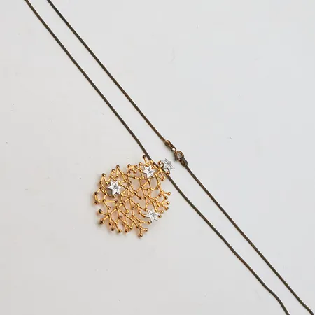 Kivikaulakoru, Tähtitaivas, ketjun pituus 45cm, riipuksen korkeus 53mm, design Tapio Wirkkala, kultaus kulunut, 925br, Paino: 9,9 g