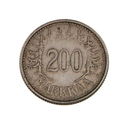 Hopearaha, Suomen tasavalta 1957, nimellisarvo 200mk, 875, Paino: 8,4 g