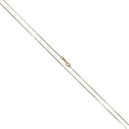 Venetsia-kaulaketju, pituus 47cm, leveys 1mm, ketjussa vääntymiä, 585, Paino: 1,1 g