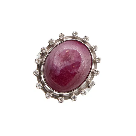 Kivisormus timanteilla 16xn.0.005ct, koko 18¼, 750br valkokulta, Paino: 9,8 g