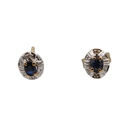 Kivikorvakorut timanteilla 4xn.0.005ct, toinen tausta puuttuu, 585br, Paino: 0,7 g