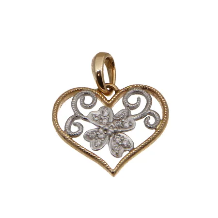 Sydänriipus timanteilla, 12xn.0.005ct, korkeus 18mm, 585, Paino: 1,1 g