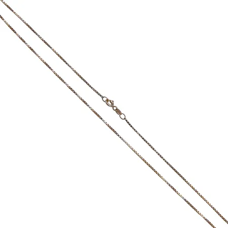 Venetsia-kaulaketju, pituus 47,5cm, ketjussa vääntymiä, 585 valkokulta, Paino: 3,3 g