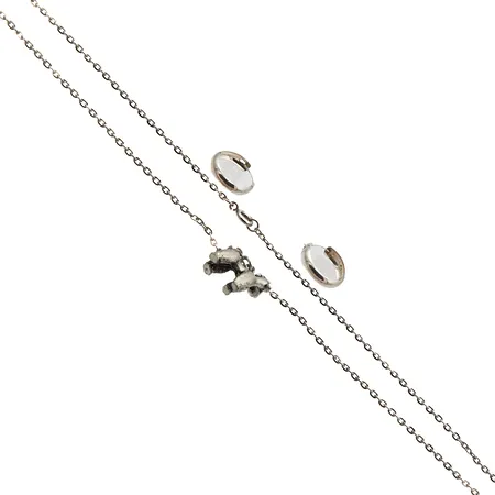 Ankkurikaulaketju, pituus 59,5cm, riipus, korkeus 19mm, korumetallia ja korvarenkaat, Ø 20mm, 830,