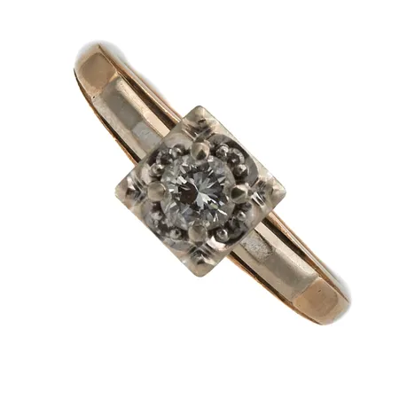 Timanttisormus 1xn.0.25ct 4xn.0.01ct, koko 16½, 585 kelta- ja valkokultaa, Paino: 2,8 g