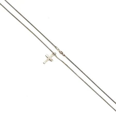 Venetsia-kaulaketju, pituus 45cm, käytön jälkiä, ristiriipus, korkeus 22mm, 925, Paino: 3,2 g