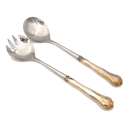 Salaattiottimet, Chippendale, pituus 255mm, kaiverrettu, 830br, Paino: 140 g