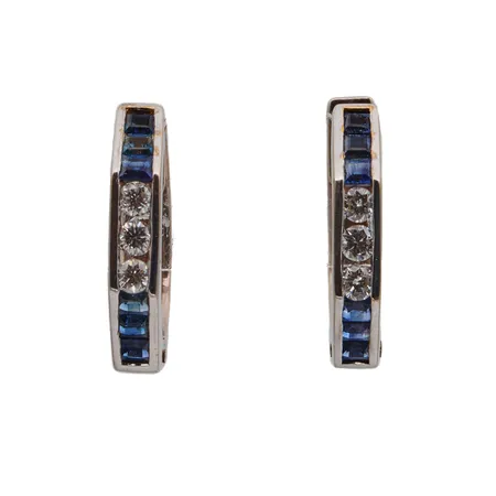 Kivikorvarenkaat timanteilla, 6xn.0.04ct, Ø 12mm, 750br valkokulta,  Paino: 5,5 g