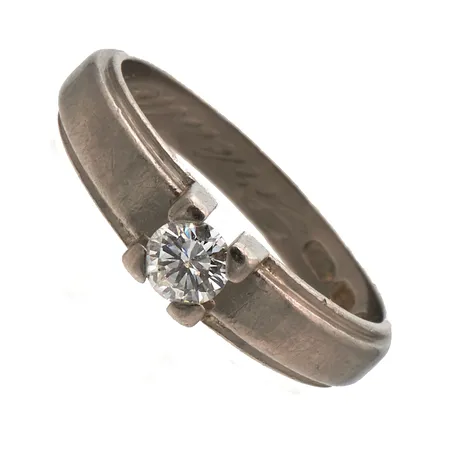 Timanttisormus 1xn.0.25ct, kaiverrettu, koko 16½, valkokulta, 750, Paino: 4,5 g