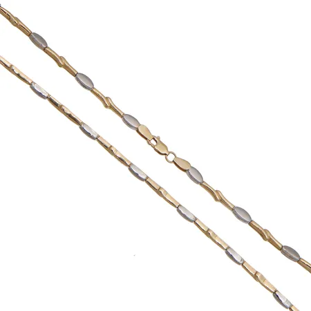 Kaulaketju, pituus 45cm, kelta- ja valkokultaa, 585,  Paino: 10,6 g