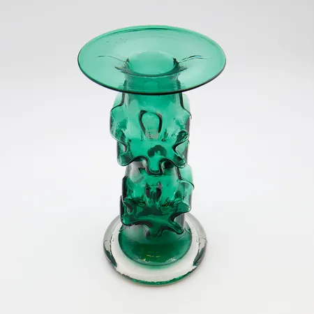 Kynttilänjalka, Kasperi, Riihimäen Lasi Oy, E. t. Siiroinen, signeerattu, korkeus 21cm, Ø 10cm, vihreä,  Paino: 0 g