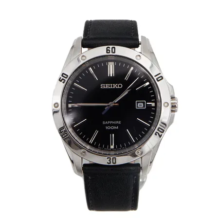 Rannekello Seiko, sapphire, 100m, nahkaranneke, 380206, 7N42-0FSO taulun Ø 42mm, quartz