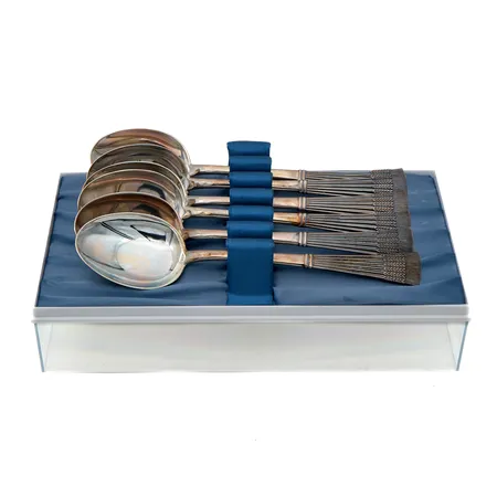 Kuusi jälkiruokalusikkaa, Tähkä, pituus 157mm, AT Tillander, rasia, 830, Paino: 205 g