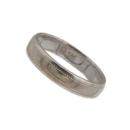 Kuvioitu sormus, koko 17¼, valkokultaa, 585,  Paino: 3,6 g