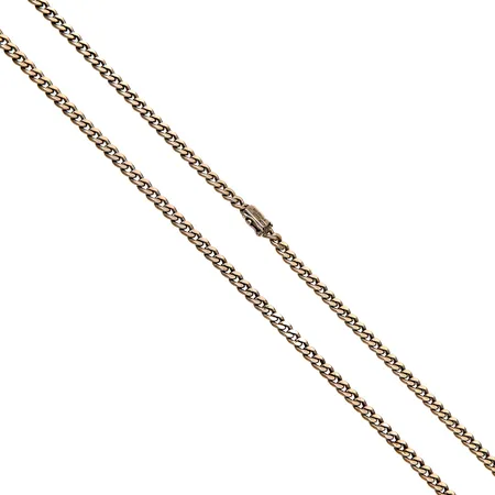 Panssarikaulaketju, pituus 57cm, leveys 4mm, käsityö-leima, 585 valkokulta, Paino: 31,3 g