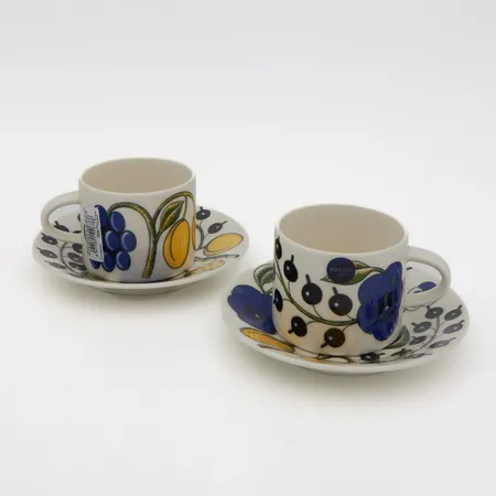 Kaksi kuppia ja vatia, Paratiisi, Arabia, kupit 18cl, vatien Ø 14cm, alkuperäinen pakkaus,