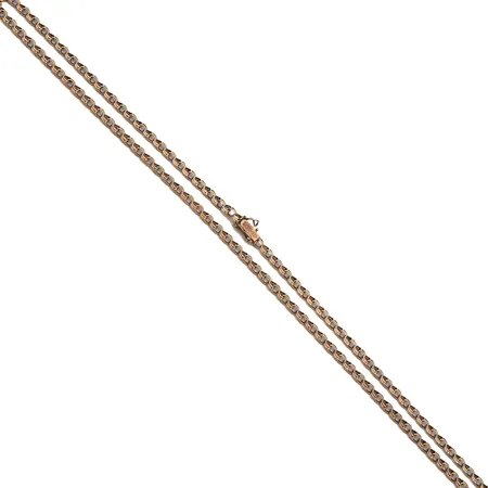 Bismarck-kaulaketju, pituus 48cm, leveys 4mm, toinen turvalukko vääntynyt, 585, Paino: 8,2 g